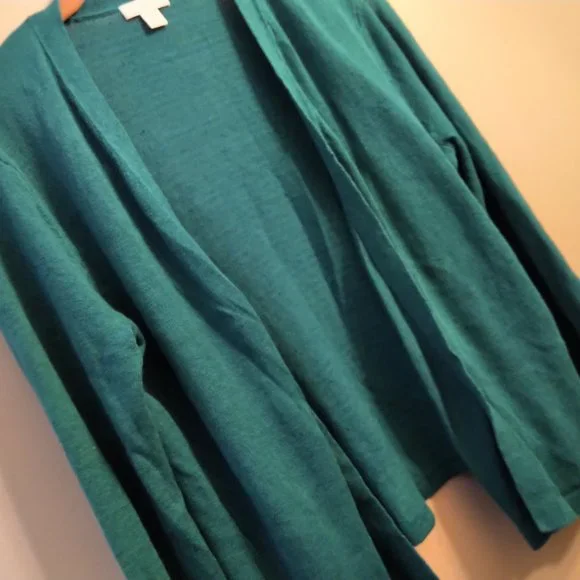 J.Jill Small Petite Open Front Silk Blend Cardi Mediterranean blue Cardigan - Picture 4 of 11